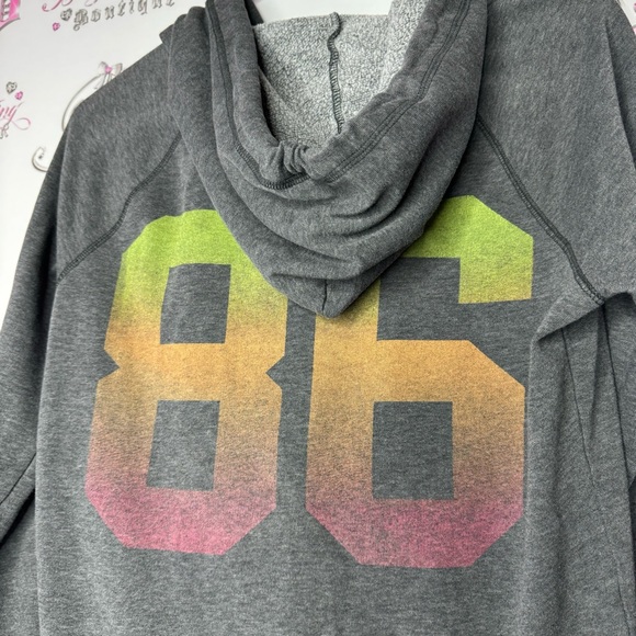Victoria secret pink sweater hoodie ombré sunset 86 on back zip up zipper grey - Picture 4 of 11